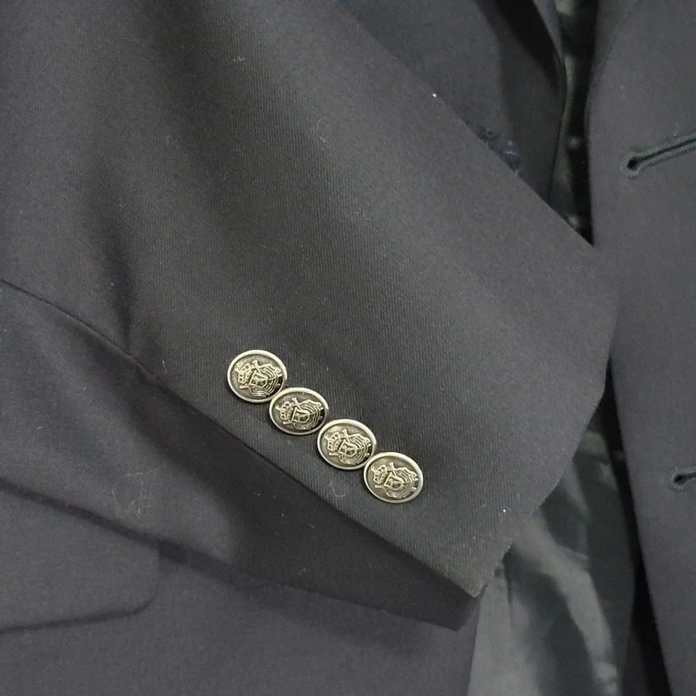 Michael Kors Men's Sport Coat‎ Blazer Two Button Navy Blue Twill Wool Size 40S